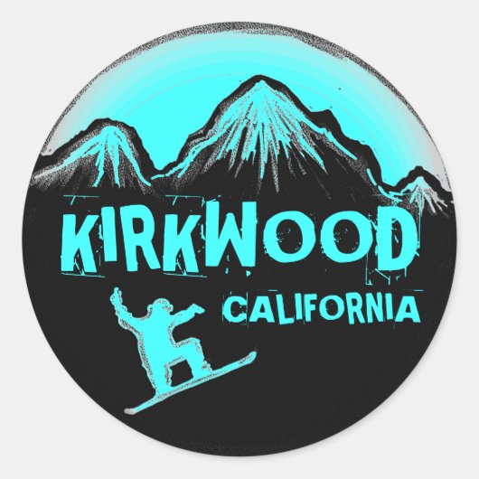 Kirkwood California aquamarine Snowboard-Aufkleber Runder Aufkleber (Vorderseite)