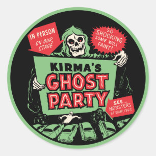 Kirmas Ghost-Party Spook Poster-Aufkleber anzeigen Runder Aufkleber