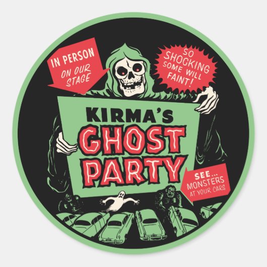 Kirmas Ghost-Party Spook Poster-Aufkleber anzeigen Runder Aufkleber (Vorderseite)