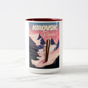 Kirovsk Russland Skireiseplakat Zweifarbige Tasse