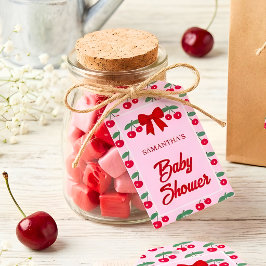 Kirsch-Baby-Party Rot kariert Bogen  Geschenkanhänger