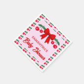 Kirsch-Baby-Party Rot kariert Bogen Serviette (Ecke)