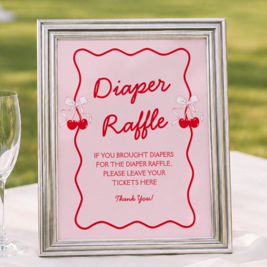 Kirsch-Baby-Party-Windel-Raffel Poster