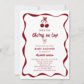Kirsch-Baby-Shower 2-seitiges QR-Code-Registry Swe Einladung (Vorderseite)