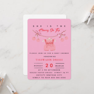 Kirsch-Baby-Shower-Einladung Kirsche obendrauf Ein Einladung