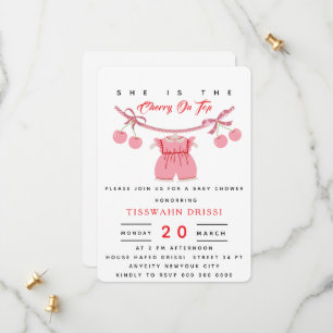 Kirsch-Baby-Shower-Einladung Kirsche obendrauf Ein Save The Date