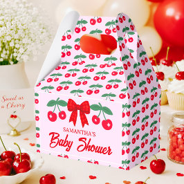 Kirsch-Baby-Shower Rot kariert Schleife Geschenkschachtel