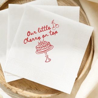 Kirsch-Babyshower, sie ist unsere Kirsche auf dem Serviette