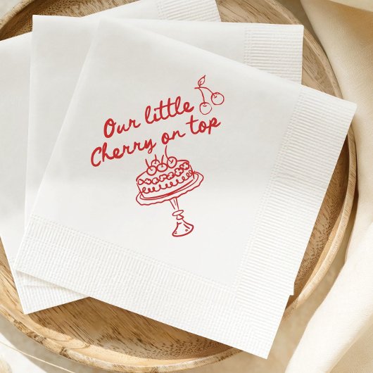 Kirsch-Babyshower, sie ist unsere Kirsche auf dem Serviette