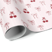Kirsch-Bow-Coquette-Rosa-Geschenk Süßes Muster Geschenkpapier (Rolleneckpunkt)