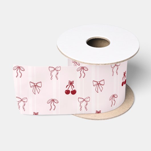 Kirsch-Bow-Coquette-Rosa-Geschenk Süßes Muster Satinband (Spule)