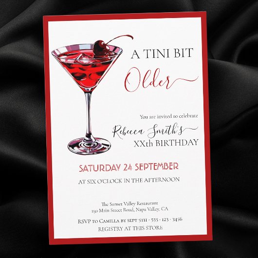 Kirsch-Cocktail Ein bisschen älter, Geburtstag jed Einladung