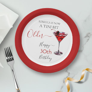 Kirsch-Cocktail Ein bisschen älter Geburtstag Pappteller