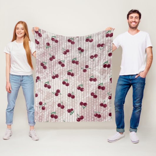 Kirsch-Crochet-Decke Illustration – Pastellrosa Fleecedecke (Beispiel)