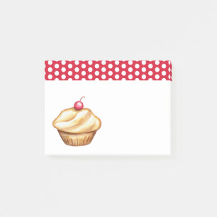 Kirsch-Cupcake-Küchen-Einkaufszettel Post-it-Notiz Post-it Klebezettel