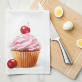 Kirsch Cupcake Küchenhandtuch Geschirrtuch (Viertel Falte)