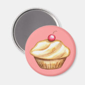 Kirsch-Cupcake-Magnet Magnet (Vorderseite/Rückseite)