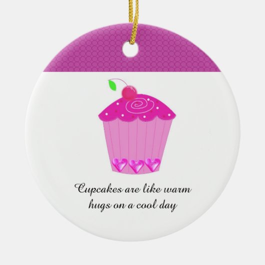 Kirsch-Cupcake mit Sprüchen Keramikornament (Vorne)