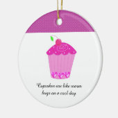 Kirsch-Cupcake mit Sprüchen Keramikornament (Links)