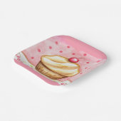Kirsch Cupcake Papierplatten Pappteller (Gewinkelt)