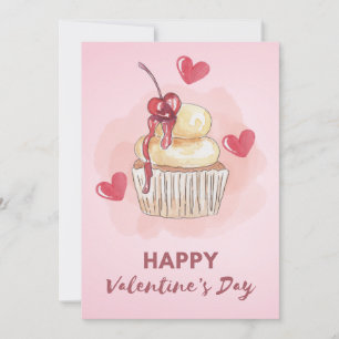 Kirsch-Cupcake-Pastell Valentinstagskarte Feiertagskarte
