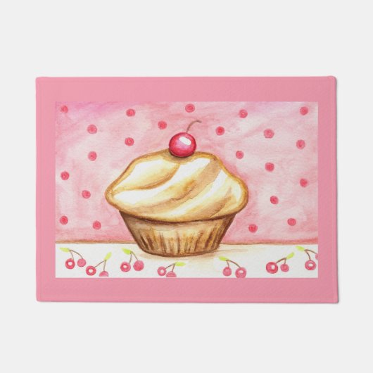 Kirsch-Cupcake-Türmatte  Fußmatte (Vorderseite)