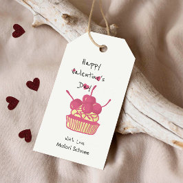 Kirsch-Cupcake-Valentinstag – Handgezeichnetes Des Geschenkanhänger