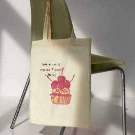 Kirsch-Cupcake-Valentinstag – handgezeichnetes Des Tragetasche