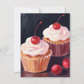 Kirsch-Cupcakes-Feier-Watercolor-Karte (Vorderseite)
