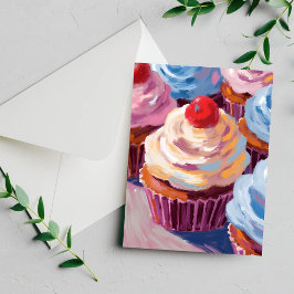 Kirsch-Cupcakes Frohe Geburtstag Malerei Karte