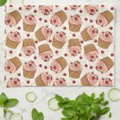 Kirsch-Cupcakes Geschirrtuch (Gefaltet)