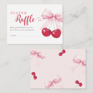 Kirsch-Diaper-Raffle-Karte mit rosa Schleife Begleitkarte