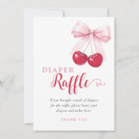 Kirsch-Diaper-Raffle-Karte mit rosa Schleife