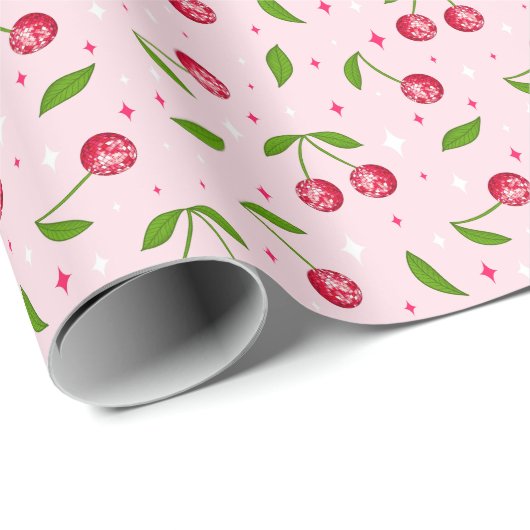 Kirsch-Diskokugel-Muster Geschenkpapier (Rolleneckpunkt)