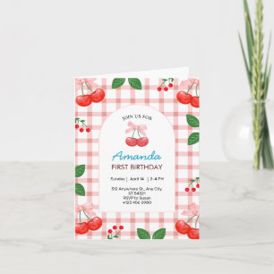 Kirsch Frucht Erste Geburtstagsfeier gefaltete Kar Einladung