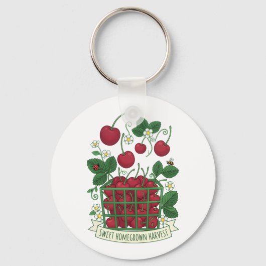 Kirsch Frucht Essen Prunus Süße Korb Schlüsselanhänger (Vorderseite)