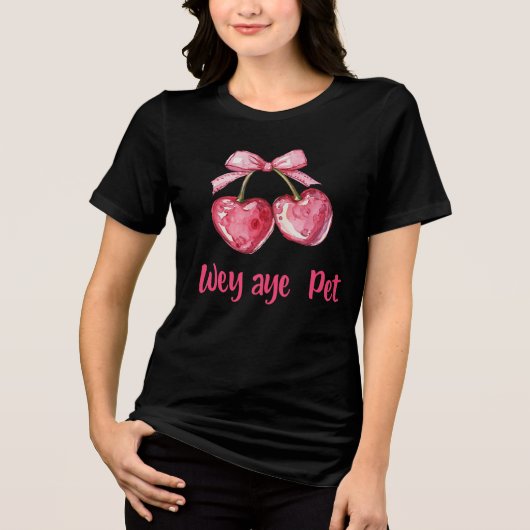 Kirsch Frucht Illustration | Wey Aye Pet Tri-Blend Shirt (Vorderseite)