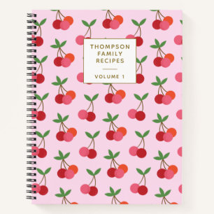Kirsch Frucht Muster Rot Pink Personalisierte Reze Notizblock
