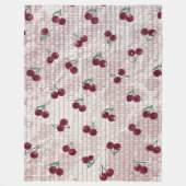 Kirsch-Häkeldecke-Illustration – Pastellrosa Fleecedecke (Vorderseite)