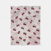 Kirsch-Häkeldecke-Illustration – Pastellrosa Fleecedecke (Vorderseite)