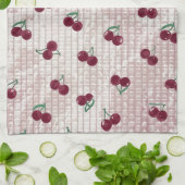 Kirsch-Häkeldecke-Illustration – Pastellrosa  Geschirrtuch (Gefaltet)