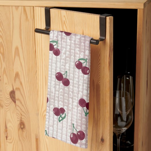 Kirsch-Häkeldecke-Illustration – Pastellrosa  Geschirrtuch (Drittel gefaltet)