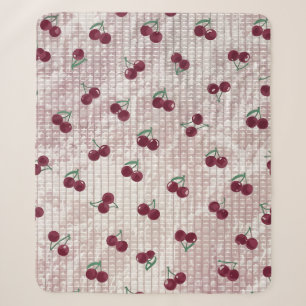 Kirsch-Häkeldecke-Illustration – Pastellrosa Sherpadecke
