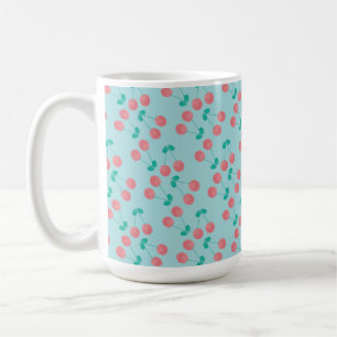 Kirsch Handbemalt Aquarell Rosa Türkis       Kaffeetasse
