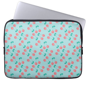 Kirsch Handbemalt Wasserfarbe Rosa Türkis Laptopschutzhülle
