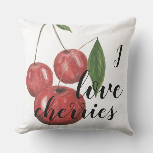 Kirsch-Illustration Aquarell Handgemalt Kissen