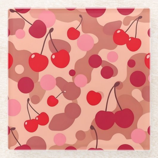 Kirsch-Kunst-Pink-Quadrat-Glas-Unterlage Glasuntersetzer (Vorderseite)