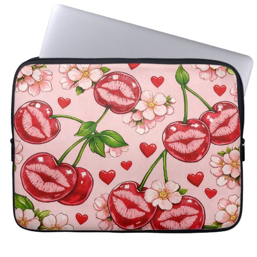 Kirsch-Kuss-Laptop-Hülle Laptopschutzhülle (Vorderseite)