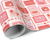 Kirsch-Liebesbriefe-Postage-St.Valentin Geschenkpapier (Rolleneckpunkt)