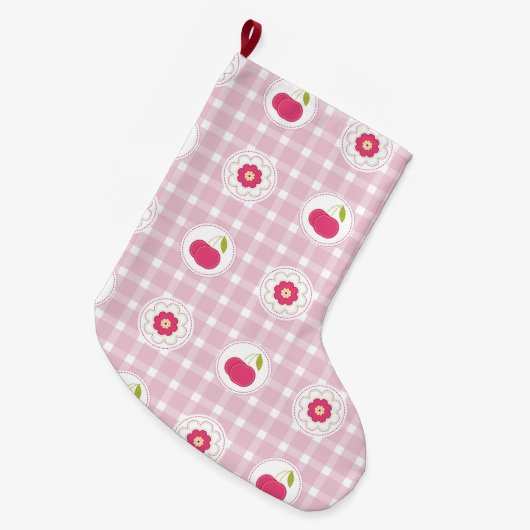 Kirsch-Picknick-Strumpf Großer Weihnachtsstrumpf (Vorderansicht (hängend))